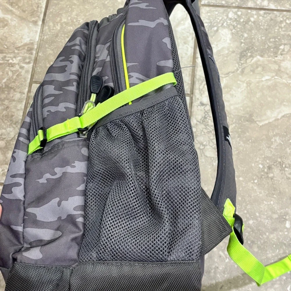 High Sierra Grey Camo Backpack Lime Green Suspension Strap School Hiking Bag